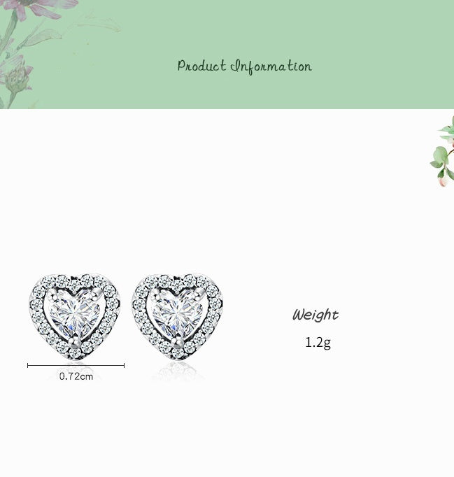 Popular Flexible Style Classic Heart-shaped CZ Stud Earring