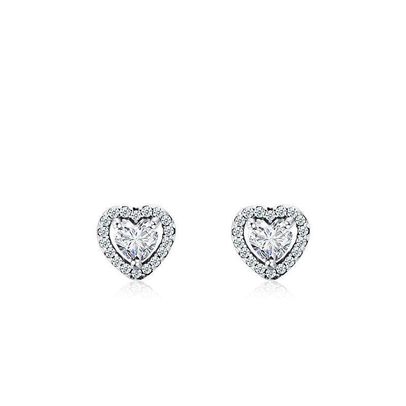 Popular Flexible Style Classic Heart-shaped CZ Stud Earring