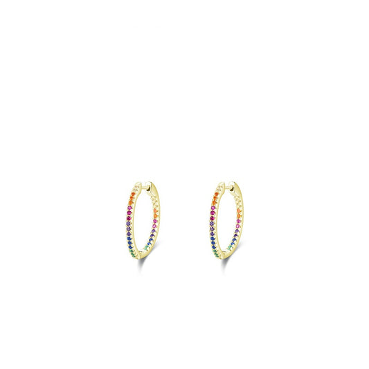 S925 Entry Luxe CZ Rainbow-Inset Ear Hoops Inspired by Instagram Trends