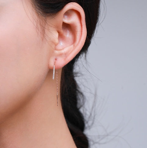 S925 Simple Versatile Niche Design Japanese Chic Threader Earring