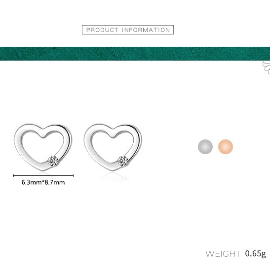 Sweet and Simple Heart-shaped Openwork Love-themed Stud Earring