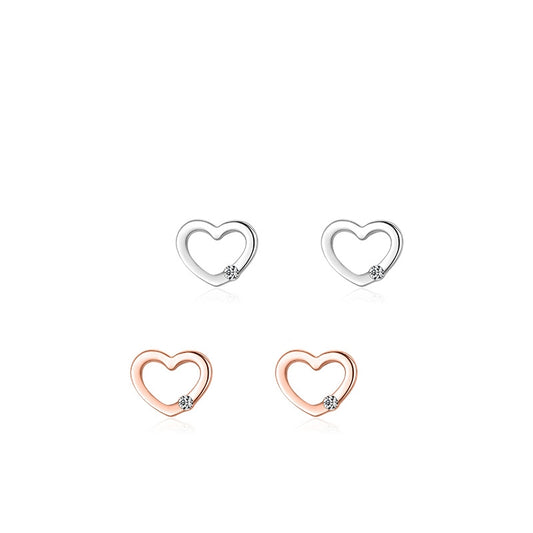Sweet and Simple Heart-shaped Openwork Love-themed Stud Earring