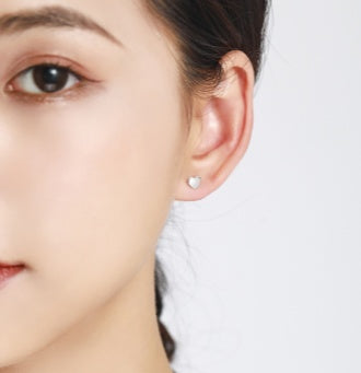 Sweet Korean Fashion Love Heart Beaded Screw Back Stud Earring