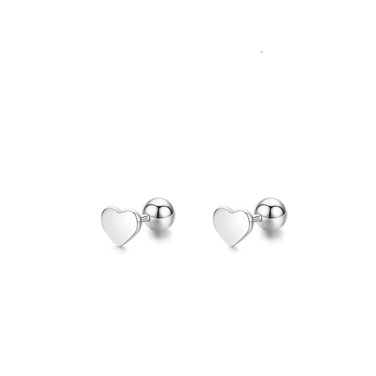 Sweet Korean Fashion Love Heart Beaded Screw Back Stud Earring