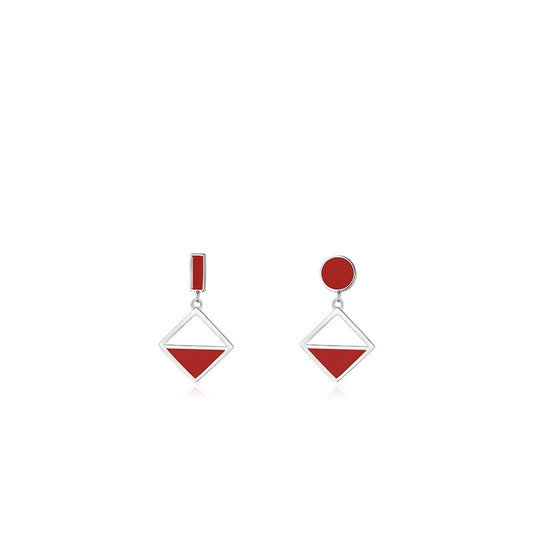 Chic Entry Luxe Minimalist Irregular Mismatched Enamel Style Earrings with Dripping Glue Effect