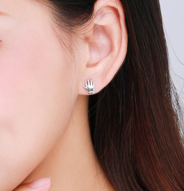 Simple Individuality Glossy Cute Palm-shaped Stud Earring