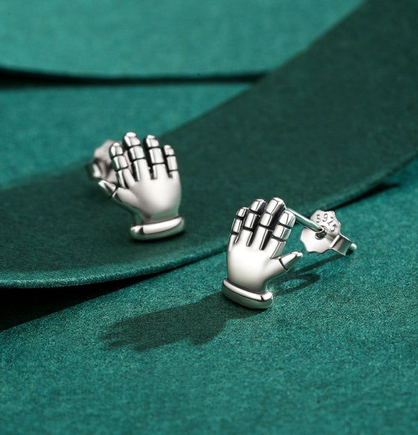 Simple Individuality Glossy Cute Palm-shaped Stud Earring