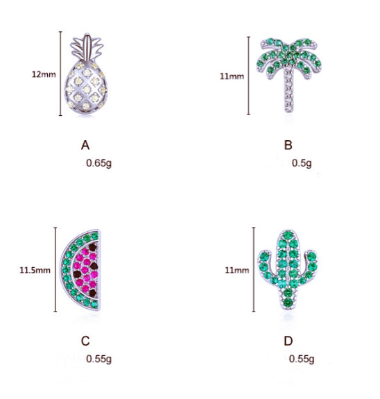 Pave Setting Cute Plant Motifs CZ-Embedded Ear Studs with Unique Design Sensibility