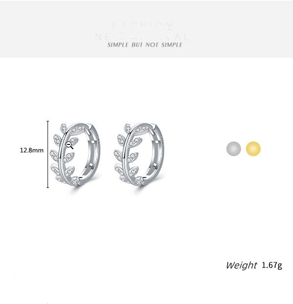 Trendy Influencer Style Ethereal CZ Foliage-inspired Hoop Earrings