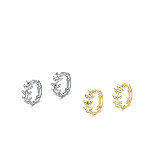 Trendy Influencer Style Ethereal CZ Foliage-inspired Hoop Earrings