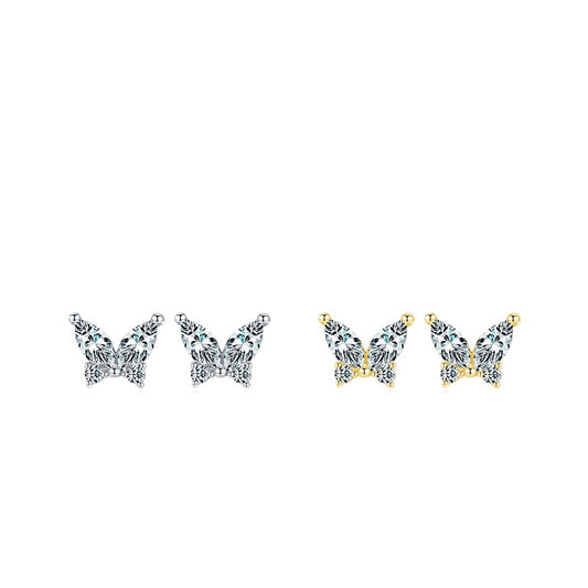 Exquisite CZ-inlaid Butterfly Motif Chic Stud Earring