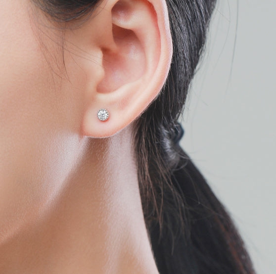 Minimalist Chic Classic Round CZ Stud Earring as Worn by Instagram Influencers