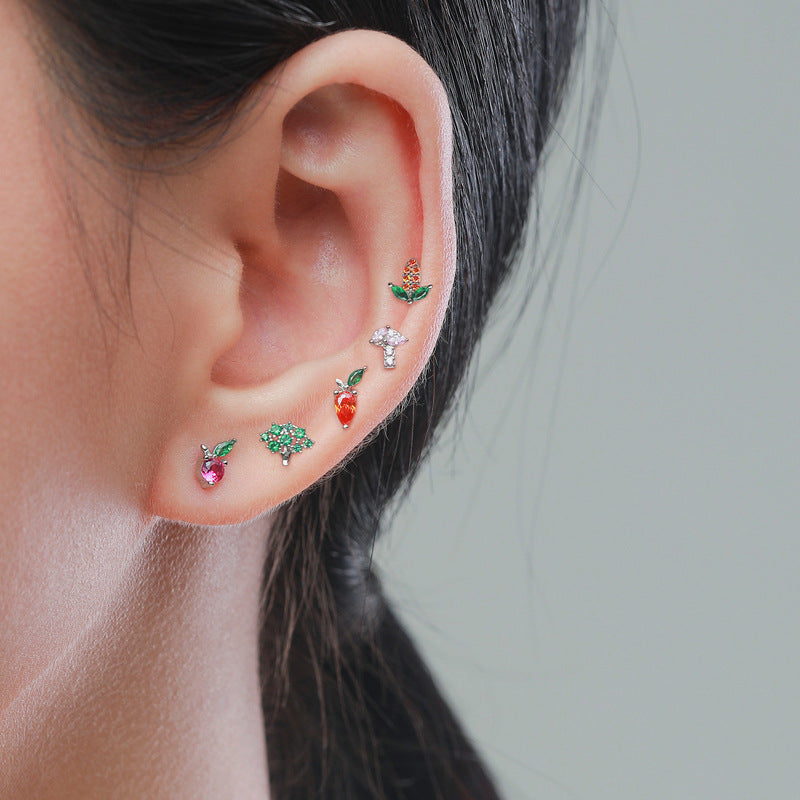 Petite Colorful CZ-set Breezy Pastoral Fashion Ear Studs