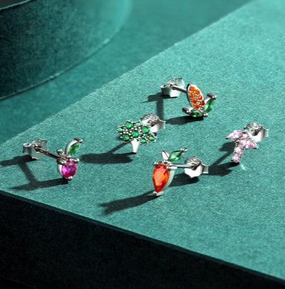 Petite Colorful CZ-set Breezy Pastoral Fashion Ear Studs