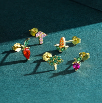 Petite Colorful CZ-set Breezy Pastoral Fashion Ear Studs