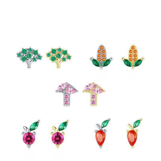 Petite Colorful CZ-set Breezy Pastoral Fashion Ear Studs