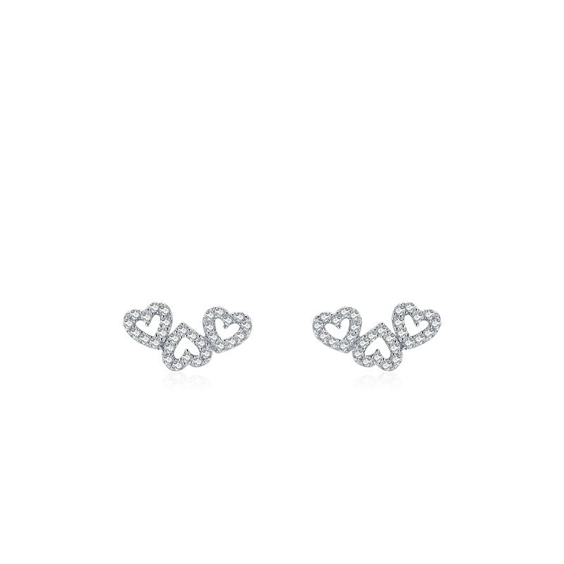 S925 Distinct Geometric Stud Earrings Encrusted with Cubic Zirconia