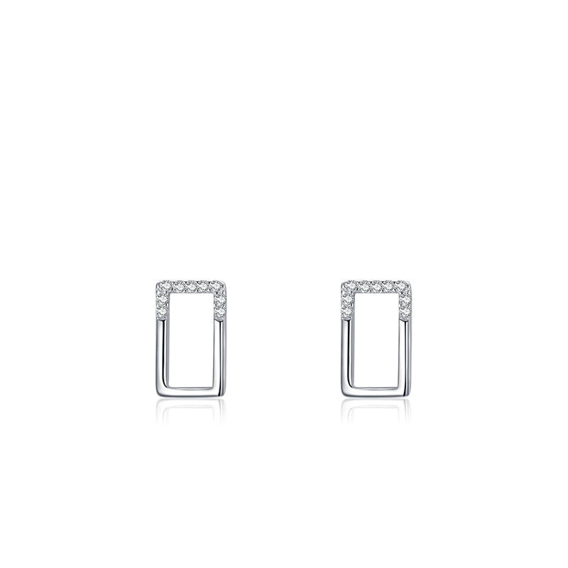 S925 Distinct Geometric Stud Earrings Encrusted with Cubic Zirconia