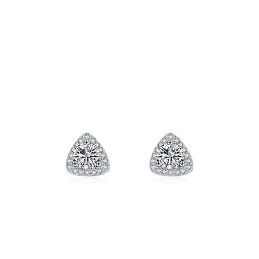 S925 Distinct Geometric Stud Earrings Encrusted with Cubic Zirconia