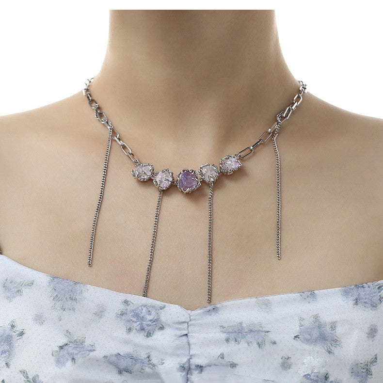 Women Purple Glacier Natural Stone Necklace