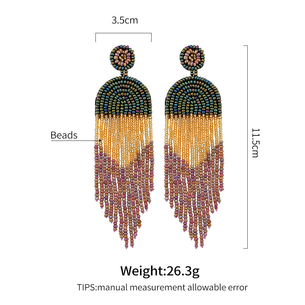 Colorful Bohemian Statement Beaded Dangle Drop Earrings