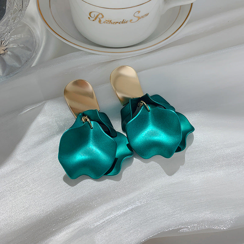 Drama Queen | Unique Iridescent Flower and Gold Petal earrings