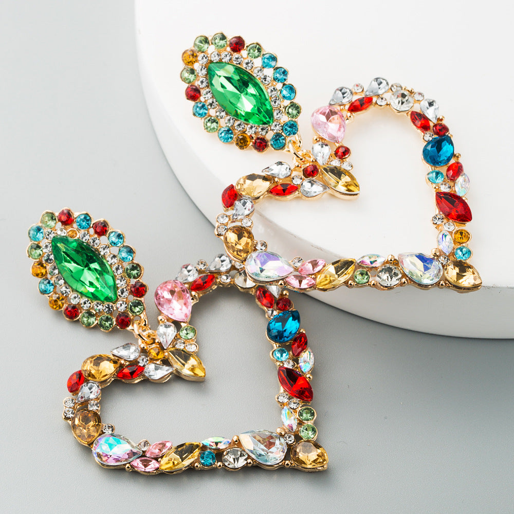 Heart-shaped Statement Multicolor Drop Earring