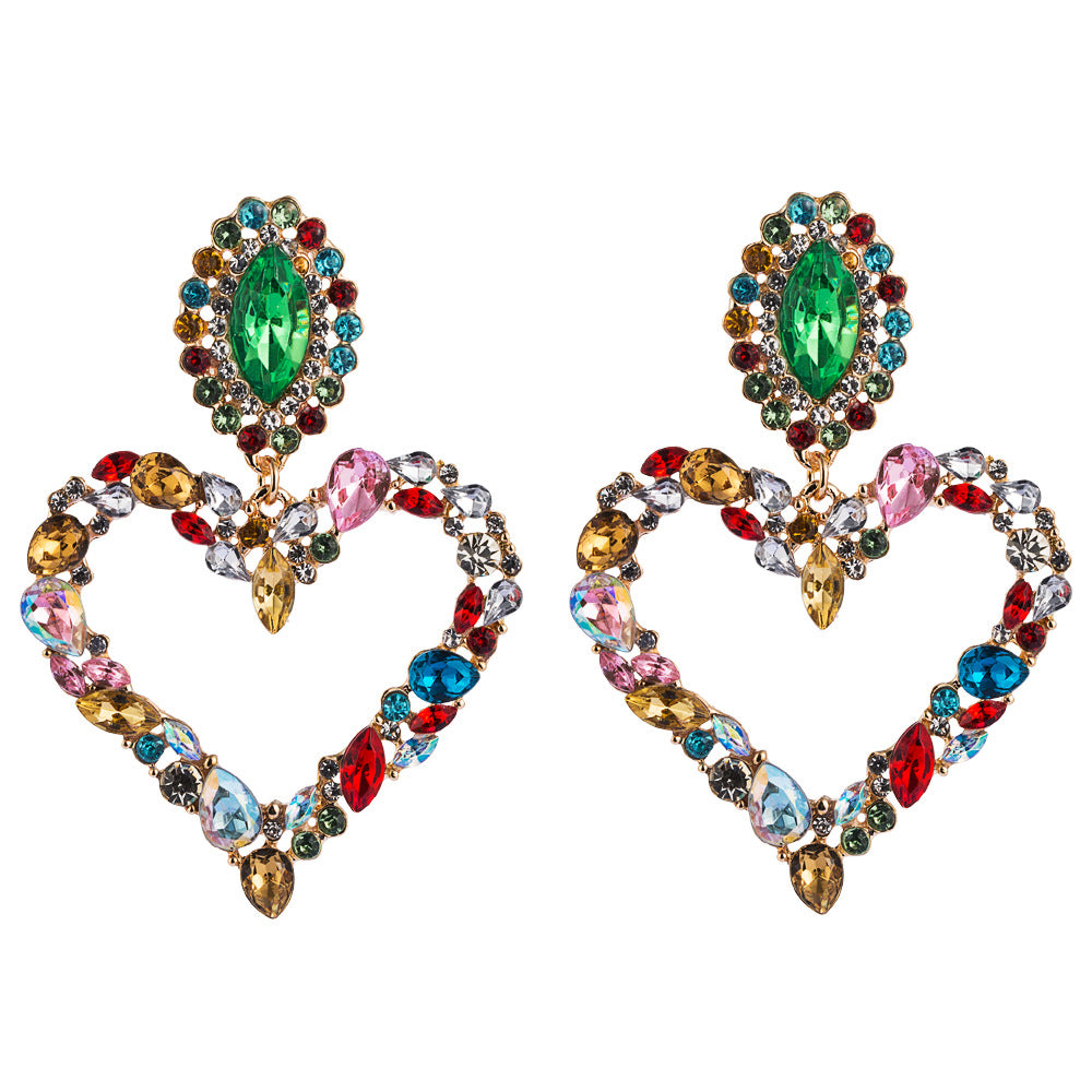 Heart-shaped Statement Multicolor Drop Earring