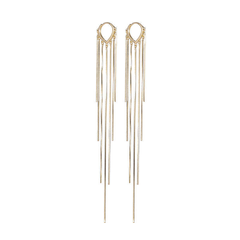 Fashion Long Thread Copper Tassel Drop Earrings for Women