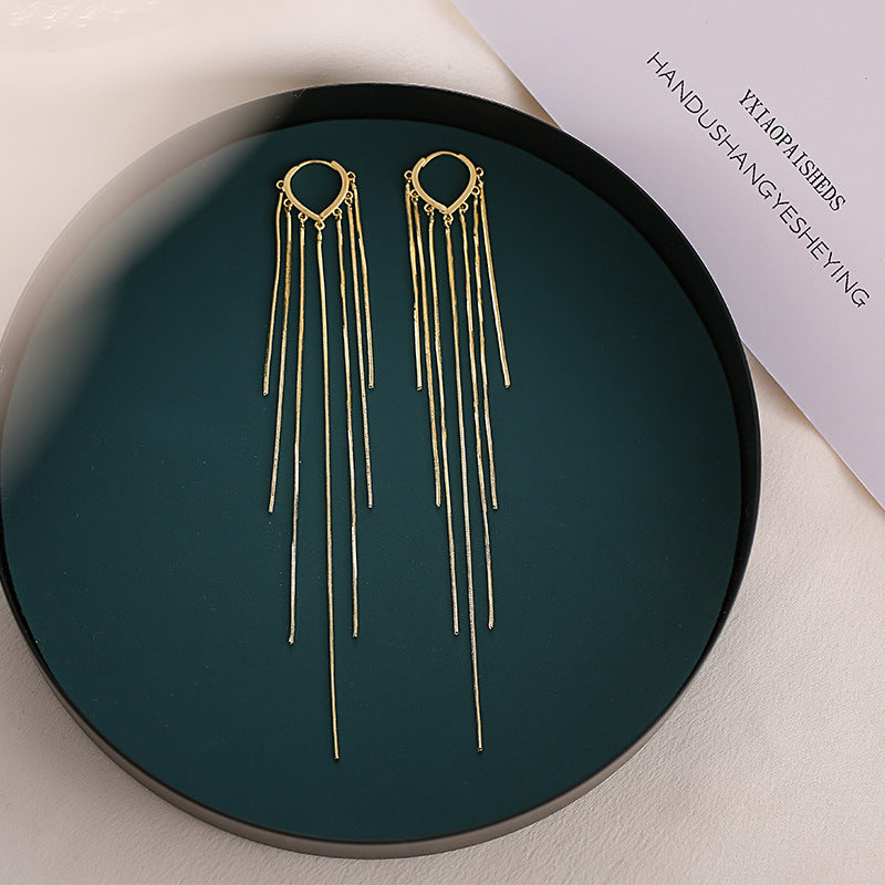 Fashion Long Thread Copper Tassel Drop Earrings for Women