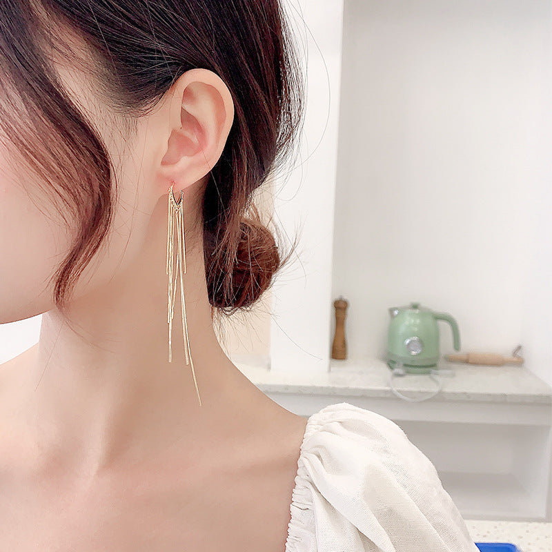 Fashion Long Thread Copper Tassel Drop Earrings for Women