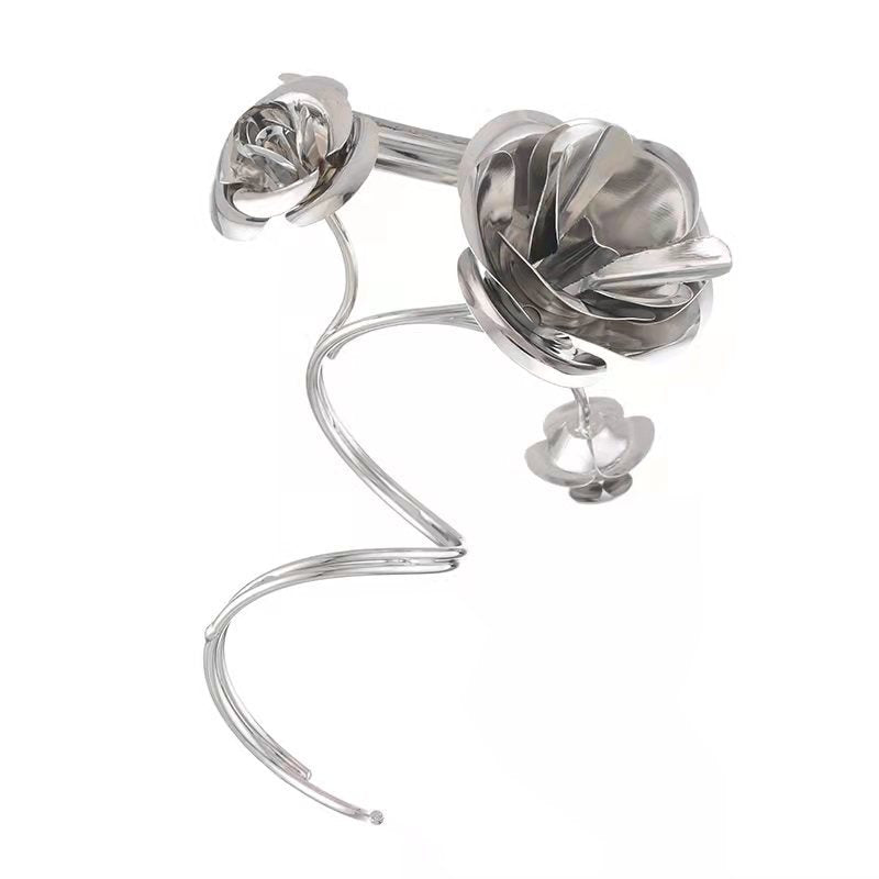 Silver Alloy Designer Rose Hairpin