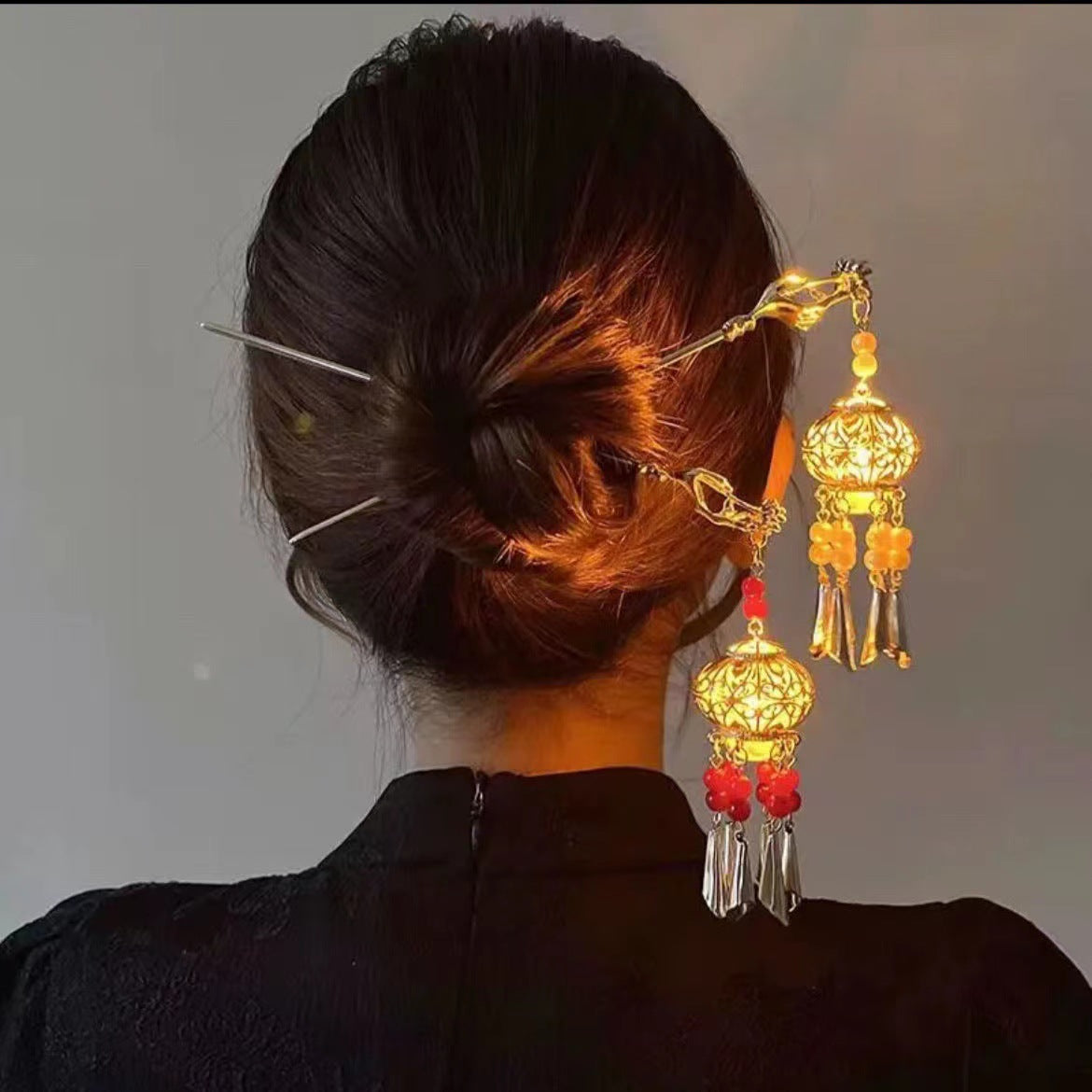 Vintage Lighted Lantern Hairpin