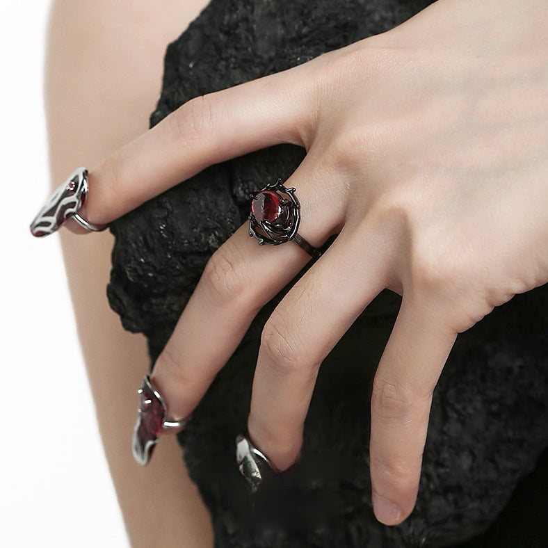 Chic Red Unique Gothic Unisex Ring