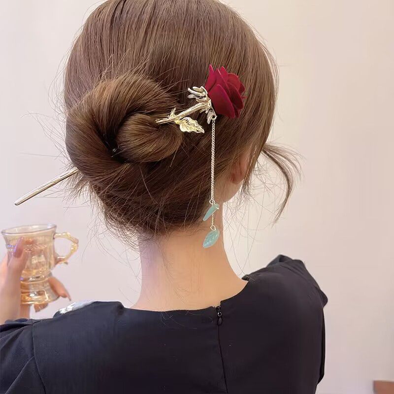 Chinese Style Vintage Rose Floral Hairpin