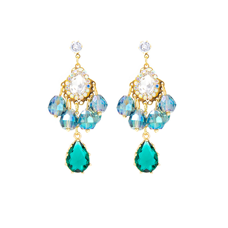 Designer Green Rhinestone Earrings