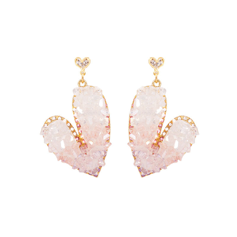 Cute Pink Zircon Heart Shining Stud Earring