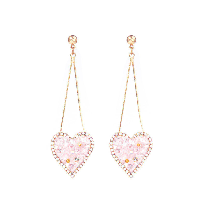 Cute Sweet Love Long Pink Heart Earring