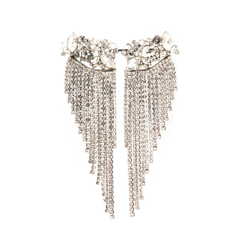 Floral Fancy Large Rhinestone Tassel Earring