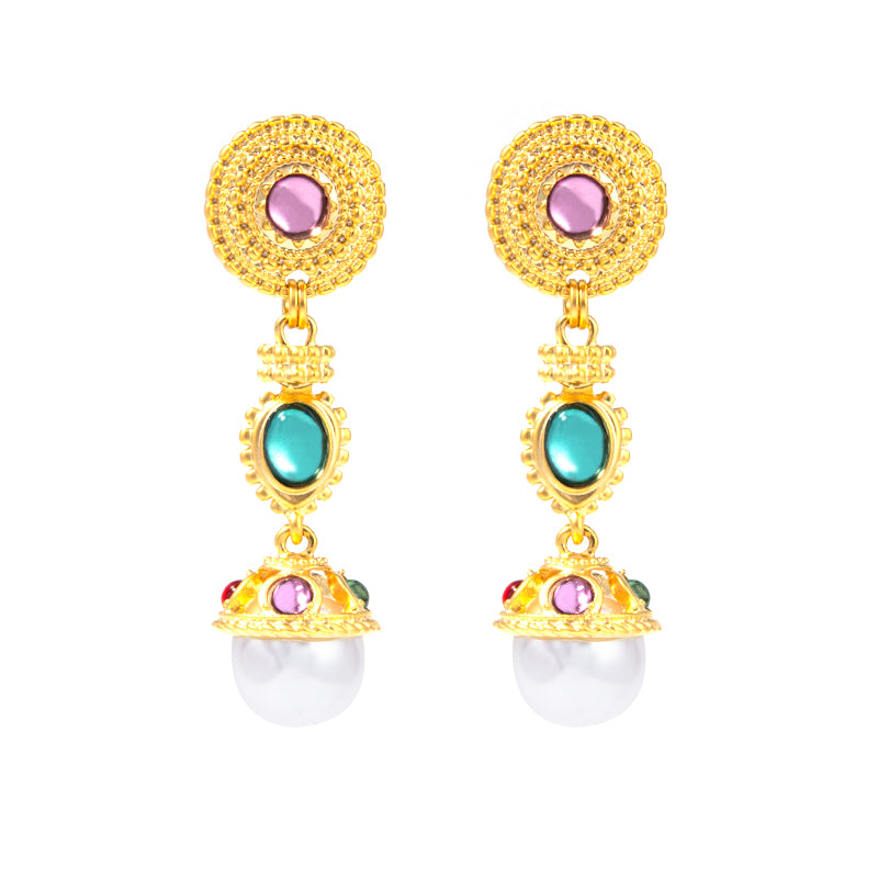 Gem Palace Goldern Pearl Drop Earring