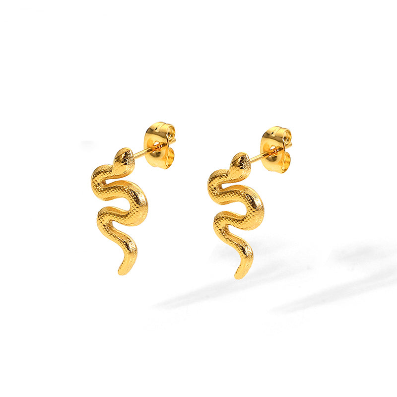 Stylish Gold Plated Snake Stud Earring