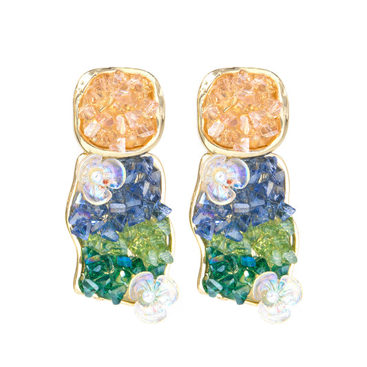 Fancy Elegant Multicolor Rhinestone Floral Earring