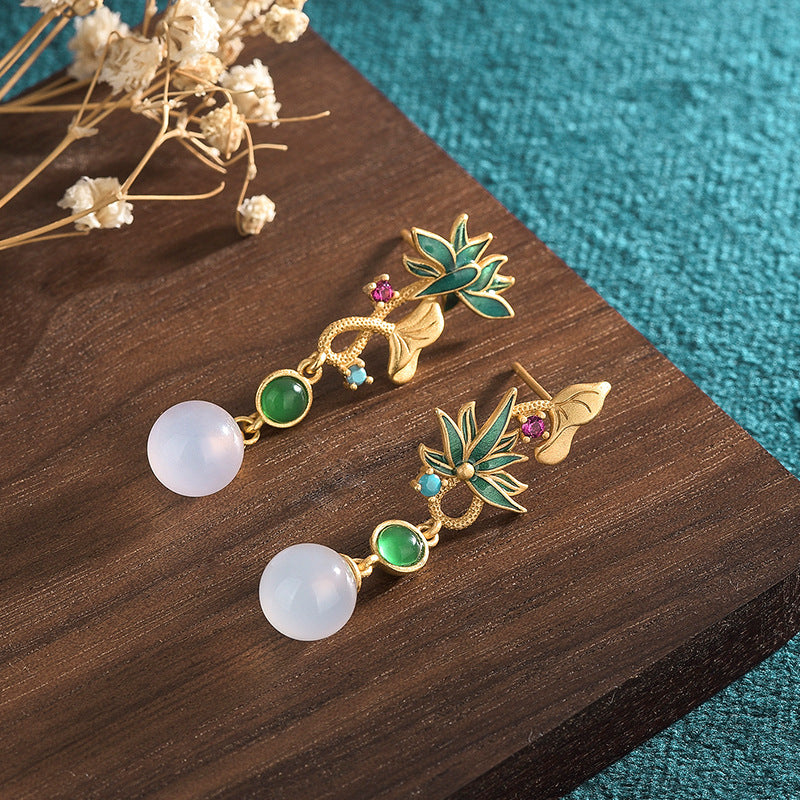 Handmade Genuine Green Jade Donut Earrings