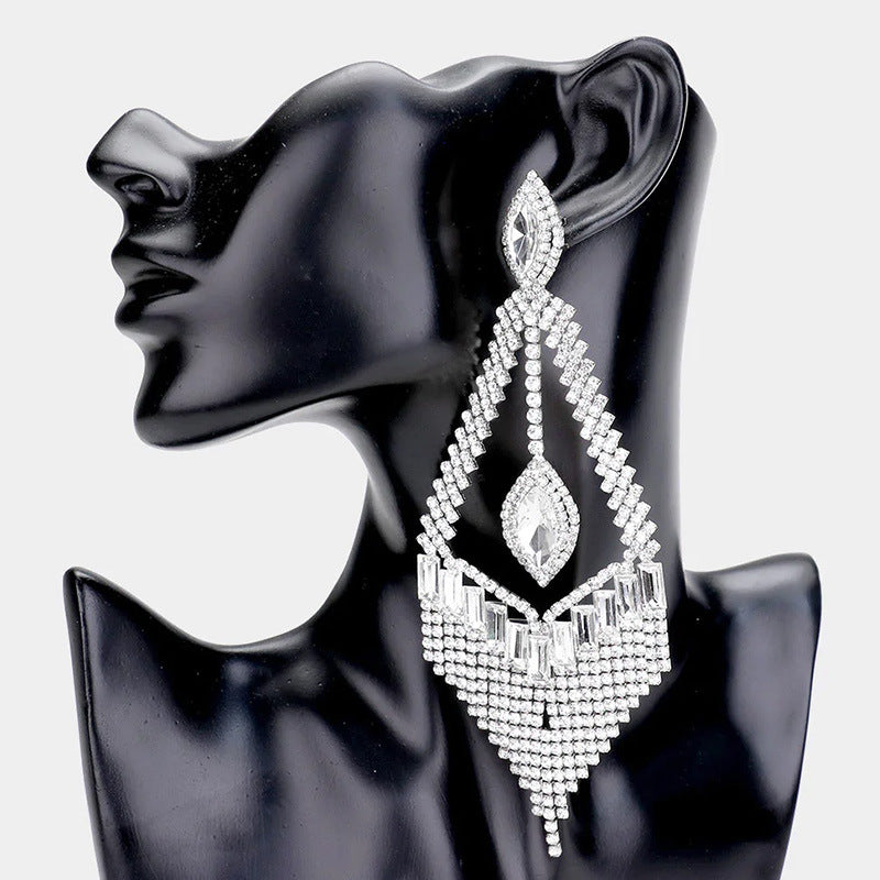 Large Sexy Tassel Rhinestone Earring