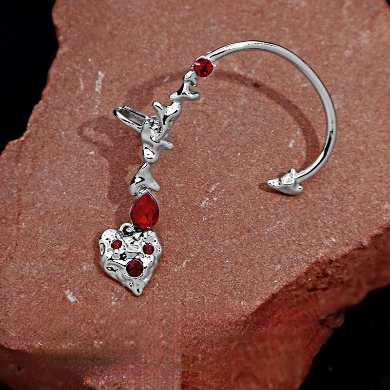 Chic Unique Gothic Red Heart Cuff Earring