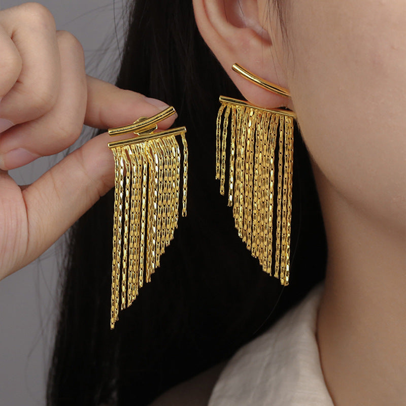 High-fashion Chic Gold Plated Fringe Earring