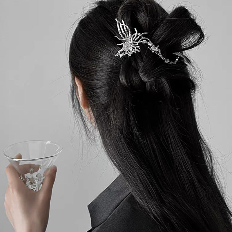 Metal Irregular Hollow Punk Cool Butterfly Hairpin