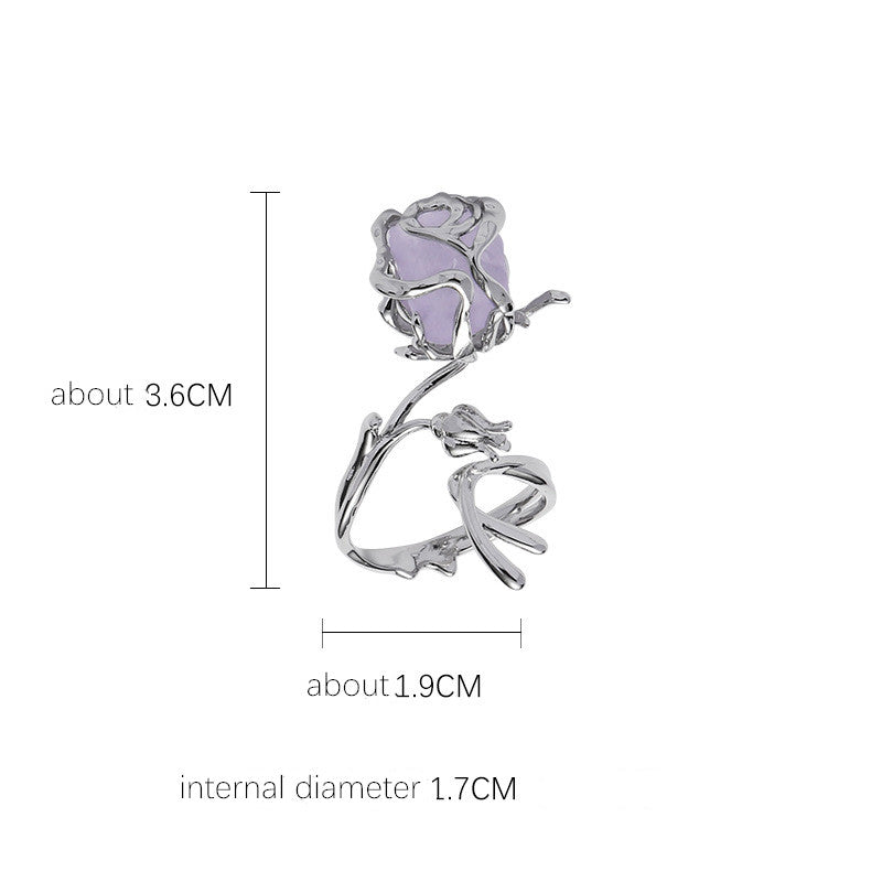 Fancy Unique Purple Rose Ring
