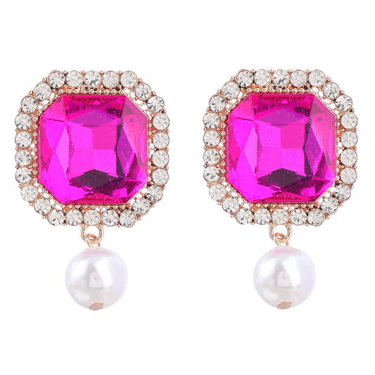 Chic Pearl and Rhinestone Geometric Stud Earring