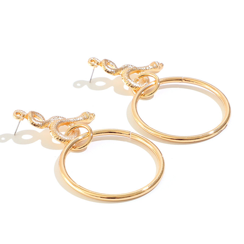 Stylish Special Oversized Gold Snake Hoop Earring